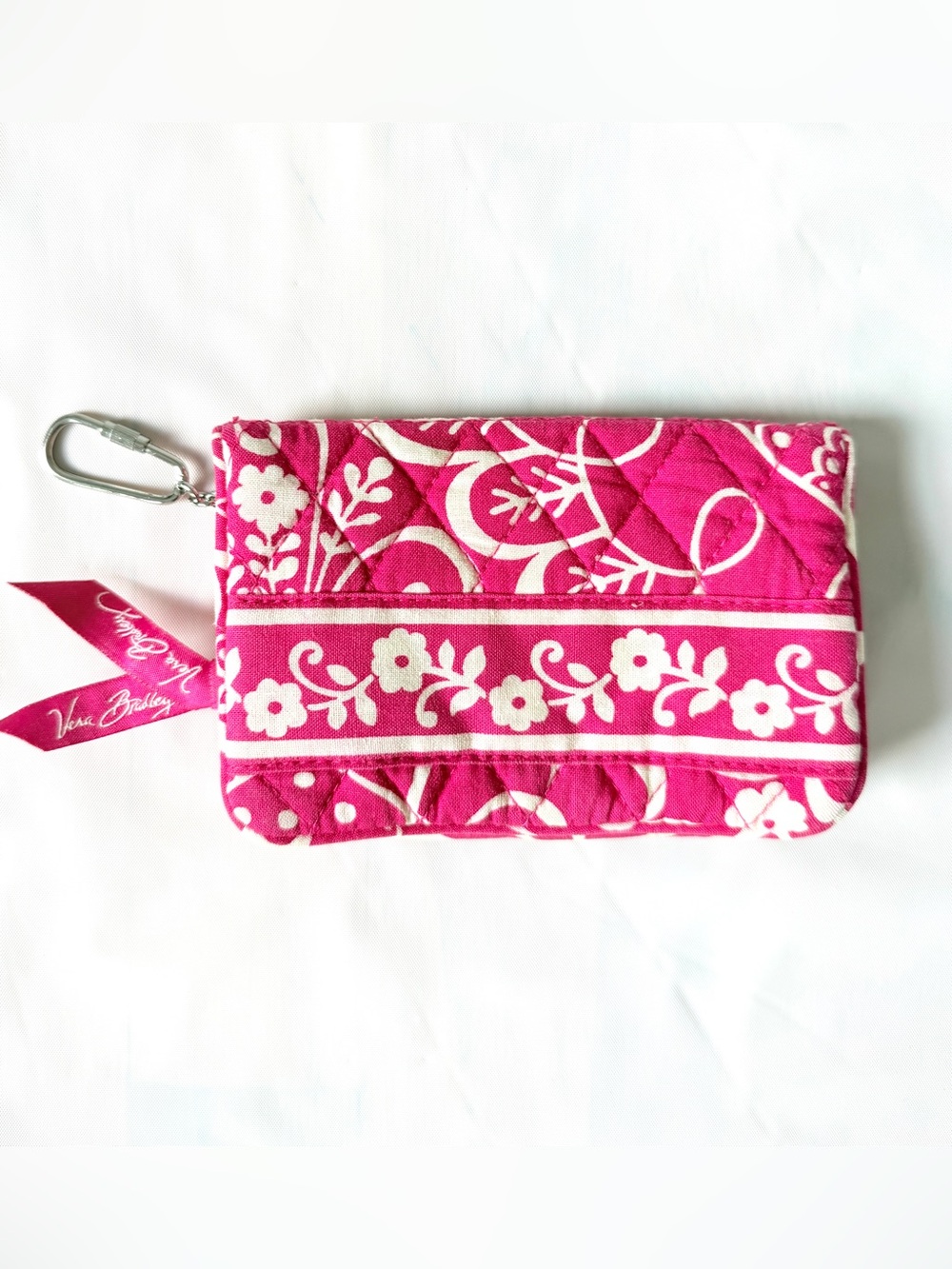 Vera Bradley pink compact wallet purse Twirly Birds cotton retired key ring